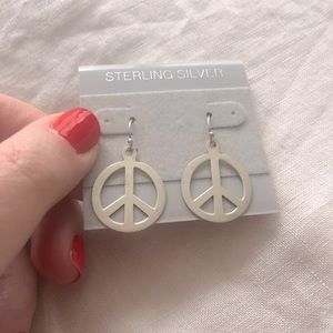 Sterling Silver Peace Sign Earrings